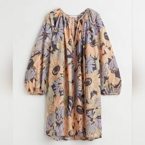 H&M Peach & Blue Sunflower Babydoll Mini | Sz S | Summer, Breezy, Boho, Cotton